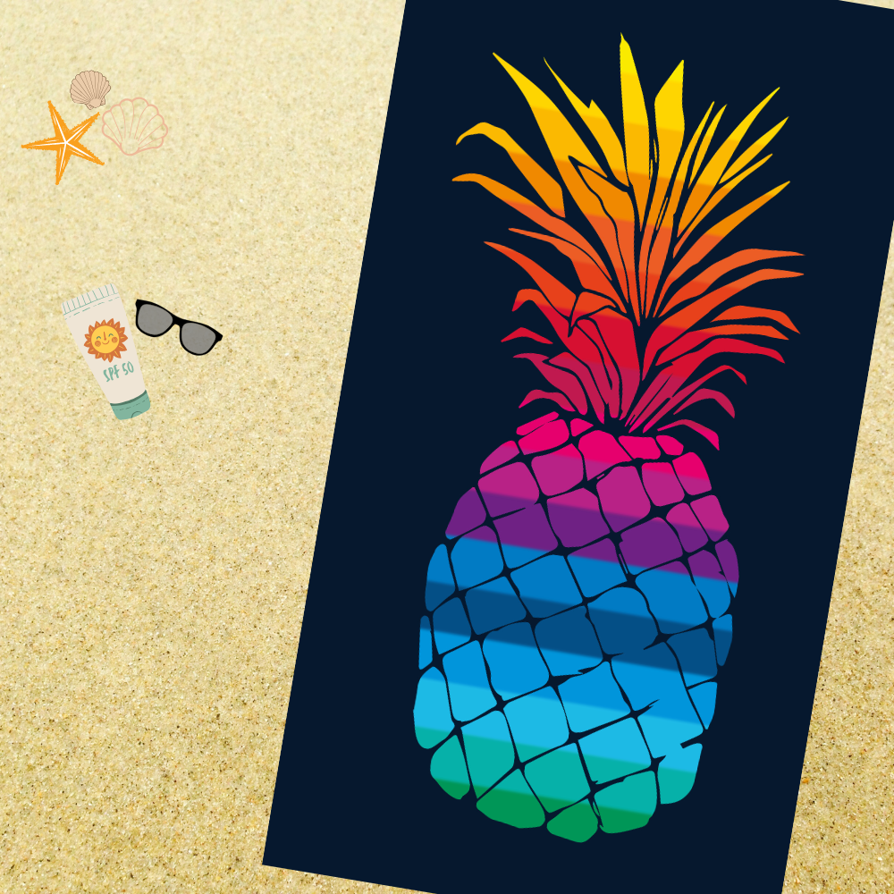 Serviette de plage double ananas multicolore